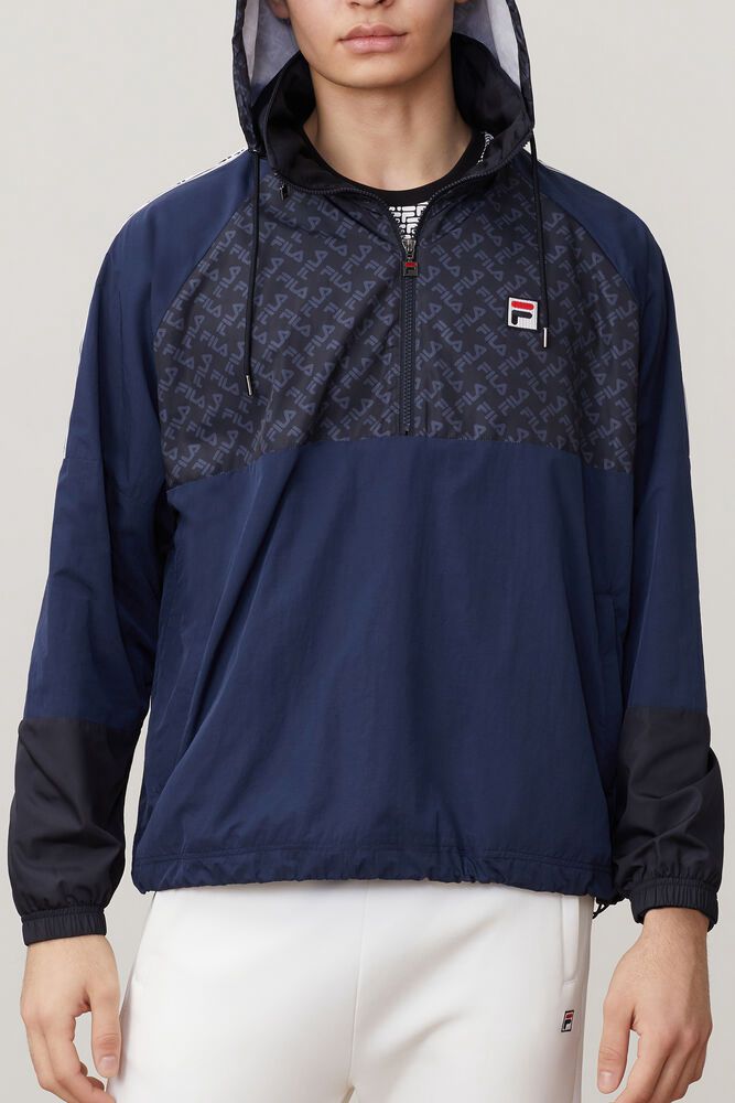 Fila Jacket Milano 1/2 Zip Track Mens Navy - India GHS-892604